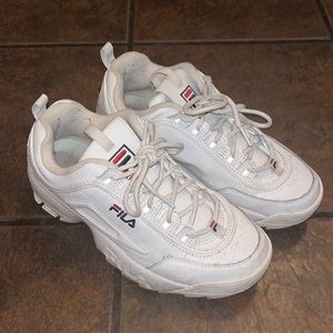 Fila Women’s Disrupter II Sneaker All-White- Size 10